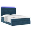 vidaXL Cadre de lit ottoman avec matelas bleu fonc&eacute; 140x190 cm velours