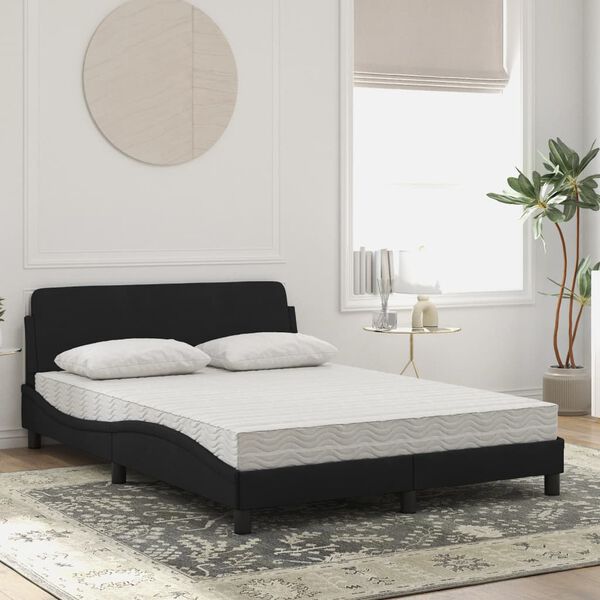 vidaXL Lit avec matelas Dover noir 140x200 cm velours