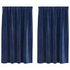 vidaXL Rideaux occultants 2 pcs Bleu fonc&eacute; 140 x 140 cm Velours