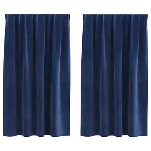 vidaXL Rideaux occultants 2 pcs Bleu fonc&eacute; 140 x 140 cm Velours