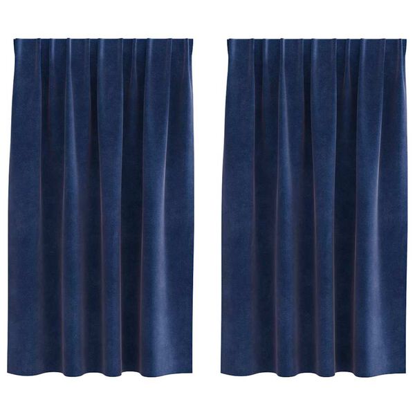vidaXL Rideaux occultants 2 pcs Bleu fonc&eacute; 140 x 140 cm Velours