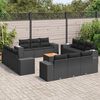 vidaXL Salon de jardin avec coussins 13 pcs noir r&eacute;sine tress&eacute;e