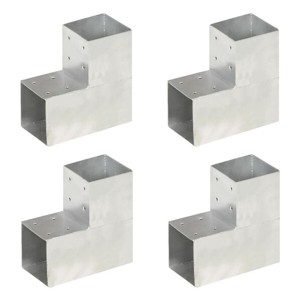 vidaXL Connecteurs de poteau 4pcs Forme en L M&eacute;tal galvanis&eacute; 101x101mm