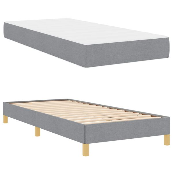 vidaXL Lit &agrave; ressorts avec matelas Gris clair 90 x 190 cm tissu