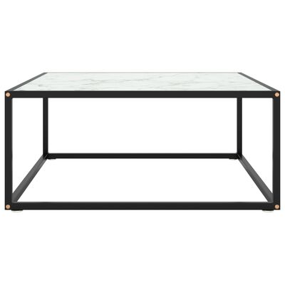 vidaXL Table basse Noir avec verre marbre blanc 80x80x35 cm