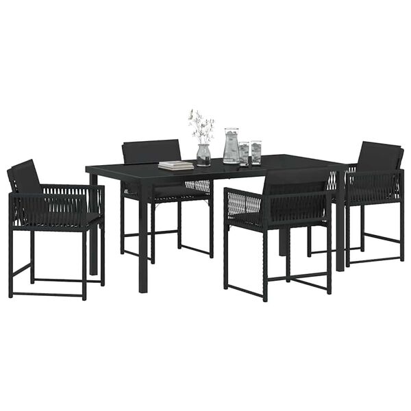 vidaXL Ensemble de salle &agrave; manger pour jardin 5 pcs Noir polyrotin