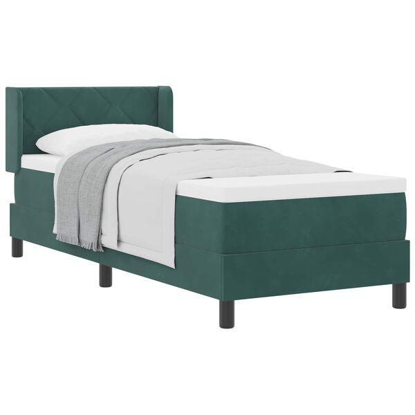 vidaXL Lit &agrave; ressorts avec matelas Vert fonc&eacute; 200 x 80 cm Velours