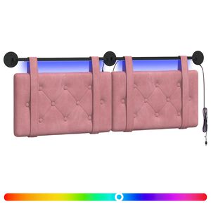 vidaXL T&ecirc;te de lit suspendue Avec lumi&egrave;re LED Rose Velours