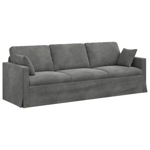 vidaXL Canap&eacute; Gris fonc&eacute; 228 x 78 x 80 cm Velours