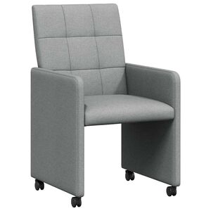 vidaXL Chaises de Salle &agrave; Manger avec Roues 2 pcs Gris clair tissu