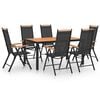 vidaXL Ensemble &agrave; manger de jardin 7 pcs Aluminium Noir