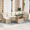 vidaXL Ensemble de canap&eacute; de jardin 8 pcs Beige Poly rotin