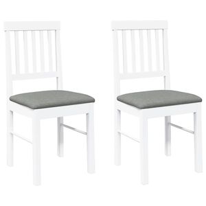 vidaXL Chaises &agrave; manger coussins 2 pcs blanc bois massif caoutchouc