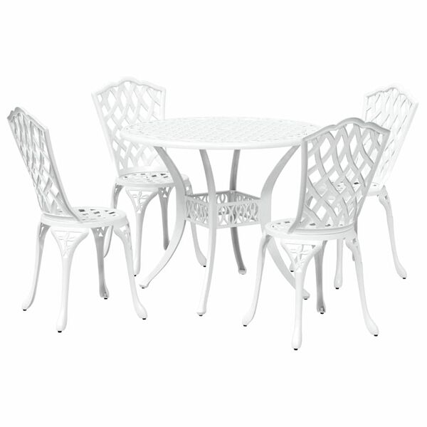 vidaXL Ensemble de salle &agrave; manger pour jardin 5 pcs Blanc Aluminium