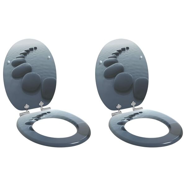 vidaXL lot de 2 Si&egrave;ges WC MDF couvercle &agrave; fermeture en douceur Pierres