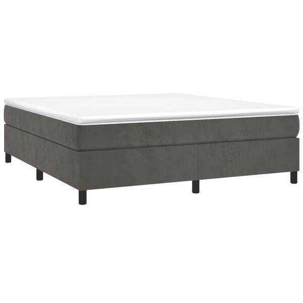 vidaXL Sommier &agrave; lattes de lit et matelas Gris fonc&eacute; 200x200cm Velours
