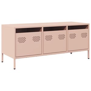 vidaXL Meuble TV rose 101,5x39x43,5 cm acier lamin&eacute; &agrave; froid