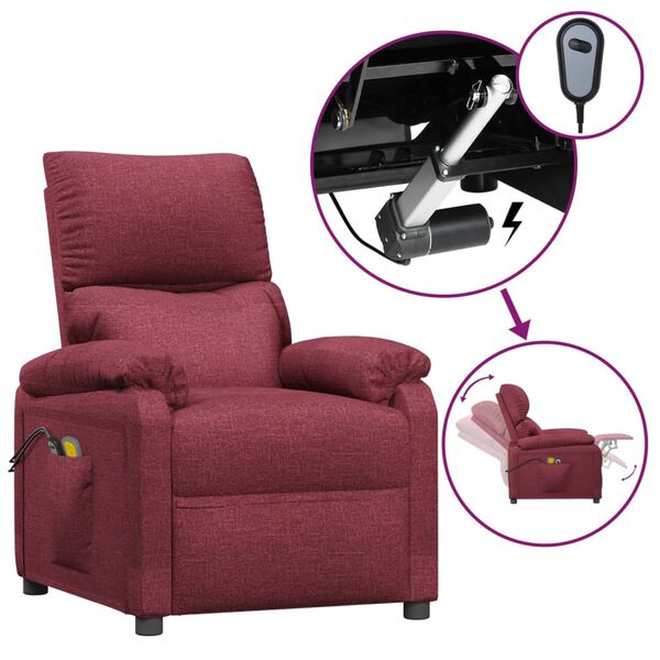 vidaXL Fauteuil électrique de massage Bordeaux Tissu