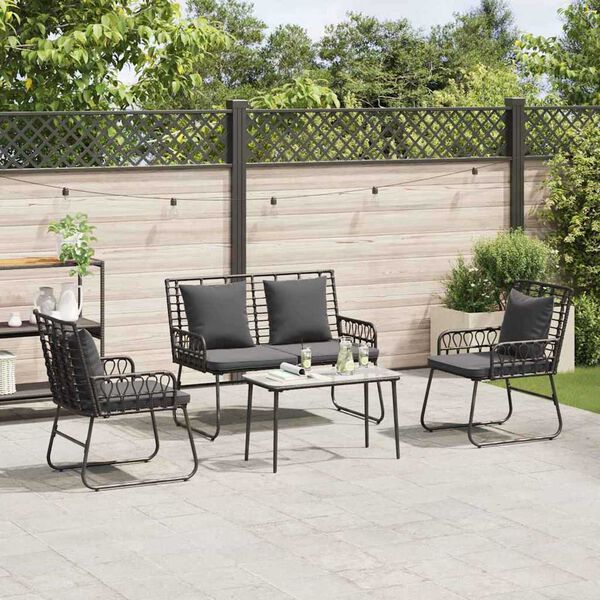 vidaXL Ensemble de meubles de jardin 4 pcs Noir et anthracite