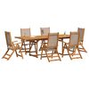 vidaXL Ensemble &agrave; Manger de jardin 7pcs bois d'acacia solide textil&egrave;ne