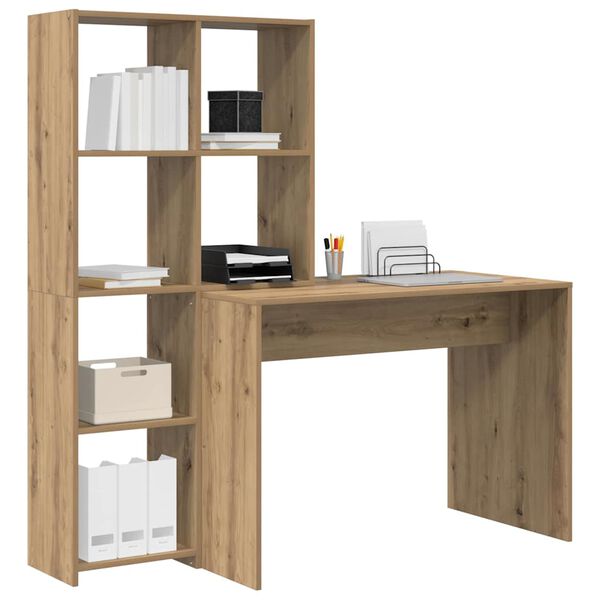 vidaXL Bureau Chêne artisanal 138,5 x 55 x 143 cm Bois d'ingénierie