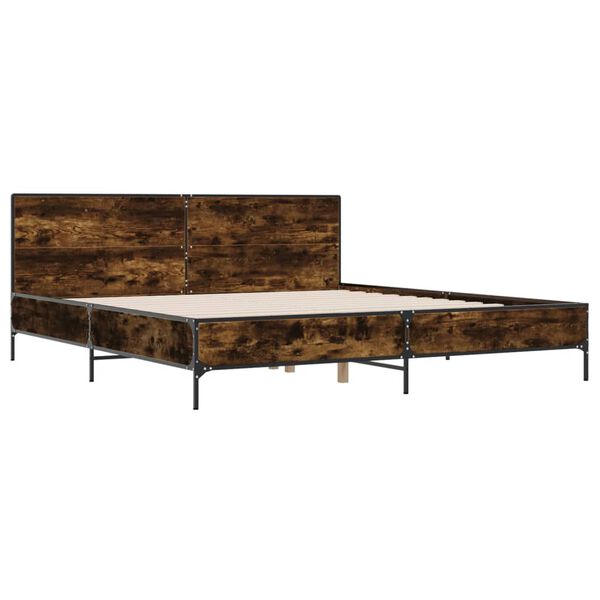 vidaXL Cadre de lit sans matelas ch&ecirc;ne fum&eacute; 200x200 cm
