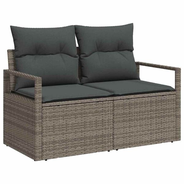 vidaXL Ensemble de canap&eacute; de jardin avec coussin 11 pcs Gris polyrotin