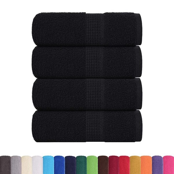 vidaXL Serviettes de toilette FROGN 4 pi&egrave;ces Noir 30x30 cm 360 g/m&sup2;