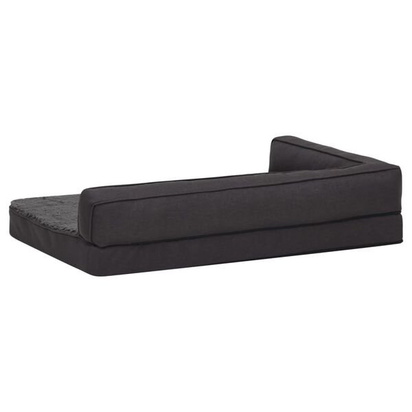 vidaXL Matelas de lit ergonomique de chien 75x53 cm Polaire Noir