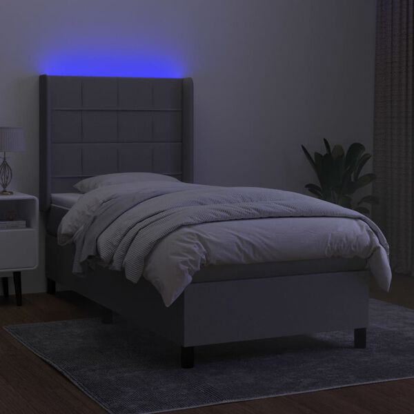 vidaXL Sommier &agrave; lattes de lit matelas LED Gris clair 80x200cm Tissu