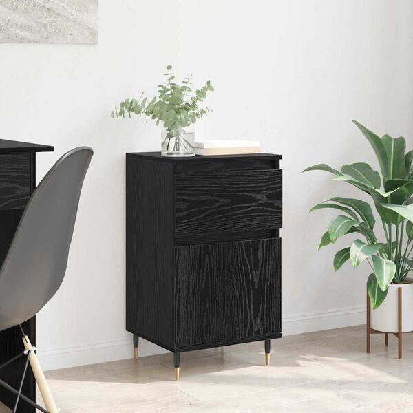 vidaXL Buffet Ch&ecirc;ne noir 40 x 35 x 70 cm Bois d'ing&eacute;nierie et fer