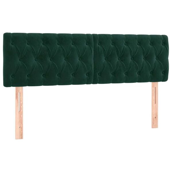 vidaXL T&ecirc;tes de lit 2 pcs Vert fonc&eacute; 72x7x78/88 cm Velours