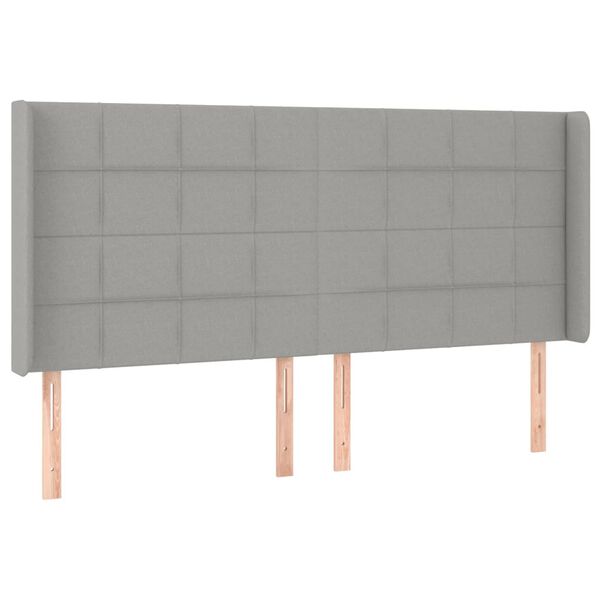 vidaXL T&ecirc;te de lit avec oreilles Gris clair 183x16x118/128 cm Tissu