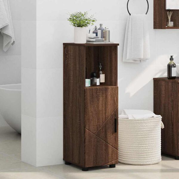vidaXL Cabinet de salle de bain avec porte Ch&ecirc;ne brun 30 x 35 x 95 cm