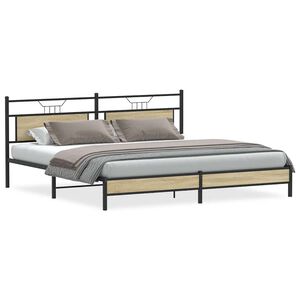 vidaXL Cadre de lit en métal sans matelas chêne sonoma 193x201 cm