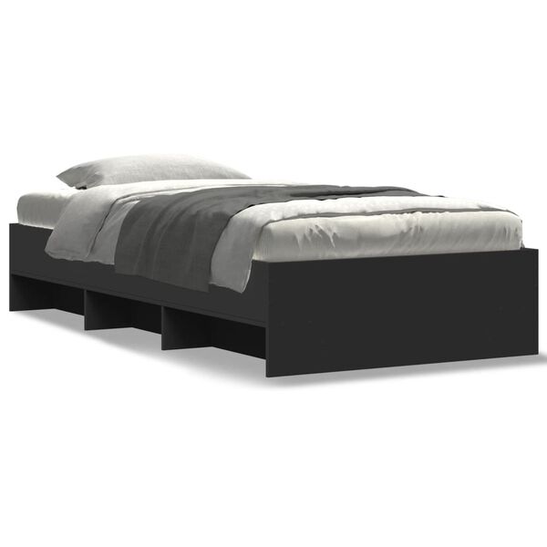 vidaXL Cadre de lit sans matelas noir 90x200 cm bois d'ing&eacute;nierie