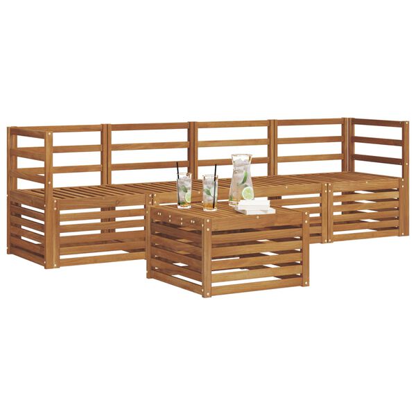 vidaXL Ensembles de canap&eacute;s 5 pcs Naturel Bois d'Acacia Massif