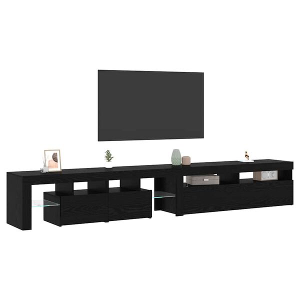 vidaXL Meuble TV 2 pcs Chêne noir 260 x 37 x 40 cm Bois d'ingénierie