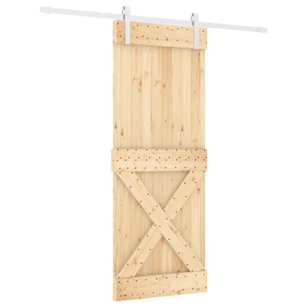 vidaXL Porte coulissante et kit de quincaillerie 80x210 cm pin massif
