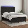 vidaXL Sommier &agrave; lattes de lit matelas et LED Noir 140x190 cm Tissu