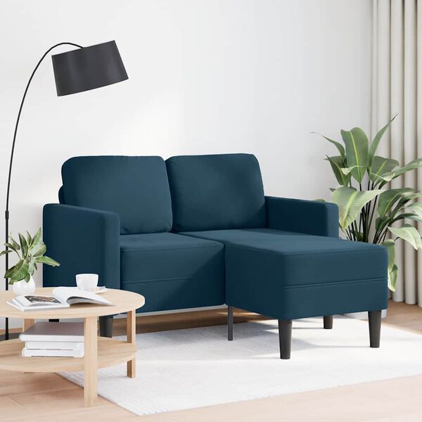 vidaXL Canap&eacute; 2 places avec m&eacute;ridienne en L bleu 125 cm velours