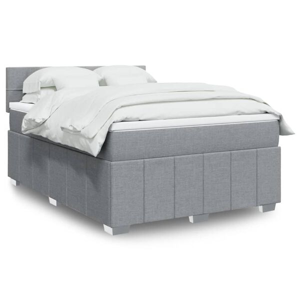vidaXL Sommier &agrave; lattes de lit avec matelas Gris clair 160x200cm Tissu
