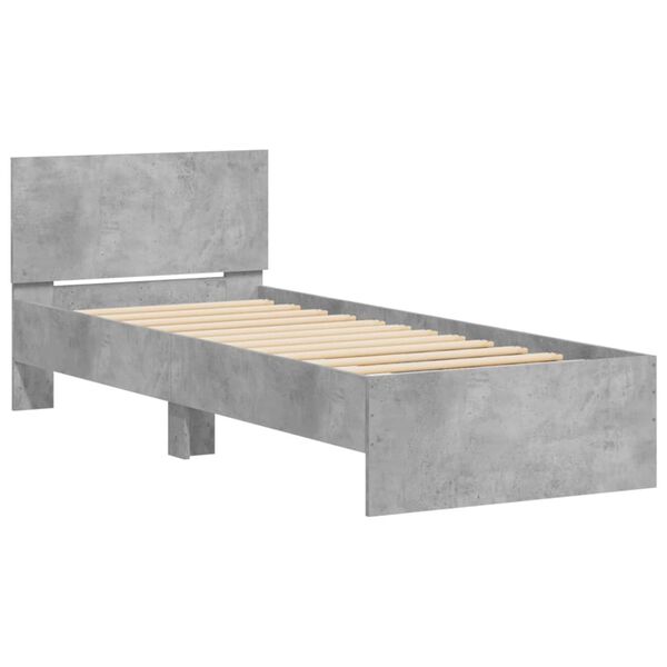 vidaXL Cadre de lit sans matelas avec t&ecirc;te de lit gris b&eacute;ton 90x190 cm