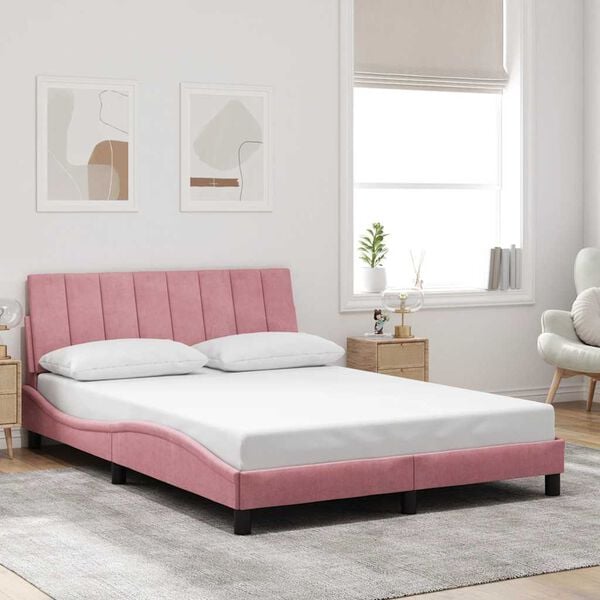 vidaXL Cadre de lit sans matelas Hanko rose 140x190 cm velours