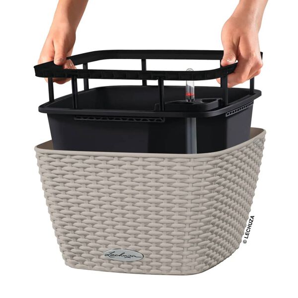 LECHUZA Jardini&egrave;re BACINO Cottage ALL-IN-ONE 30x30 cm marron sable