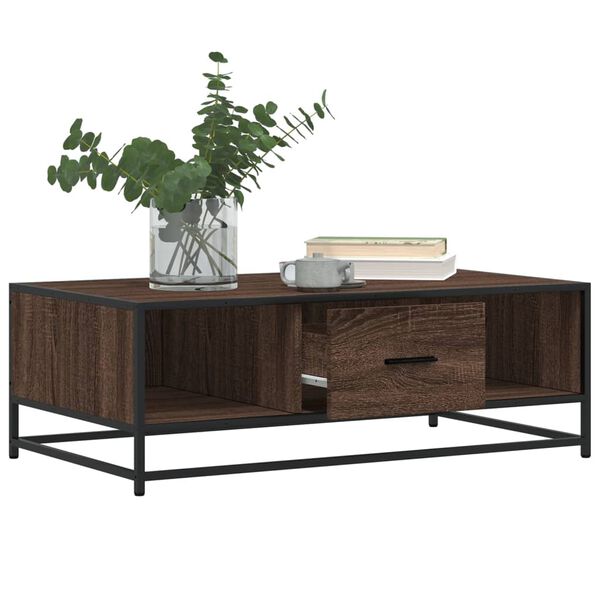 vidaXL Table basse ch&ecirc;ne marron 100x57x35cm bois d'ing&eacute;nierie et m&eacute;tal