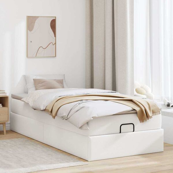 VidaXL Cadre de lit ottoman avec matelas blanc 80x200 cm similicuir