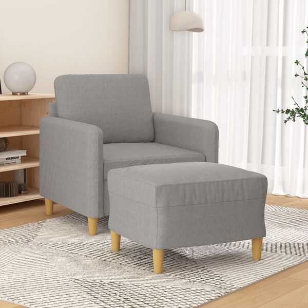 vidaXL Fauteuil avec repose-pied Gris clair 60 cm Tissu