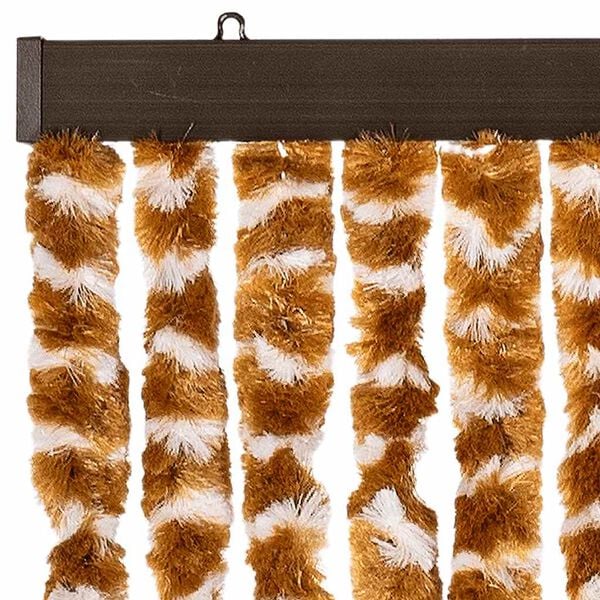 vidaXL Rideau anti-mouches ocre et blanc 90x200 cm chenille