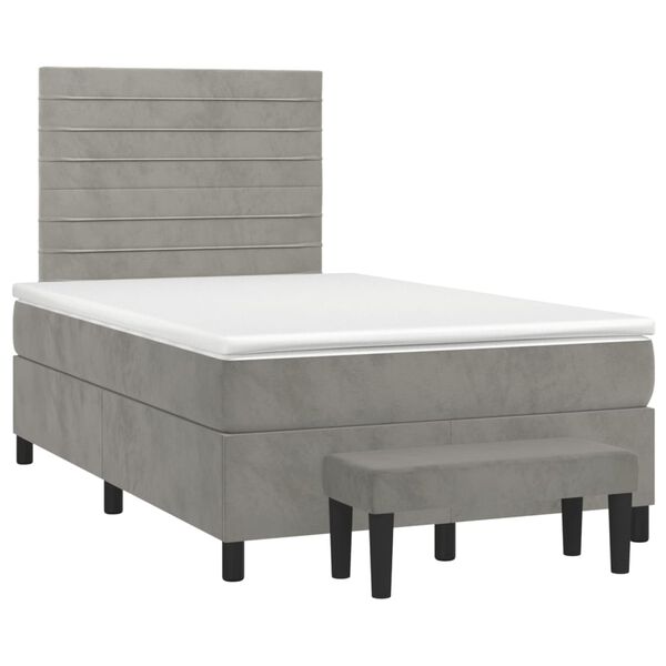 vidaXL Sommier &agrave; lattes de lit et matelas gris clair 120x190cm velours